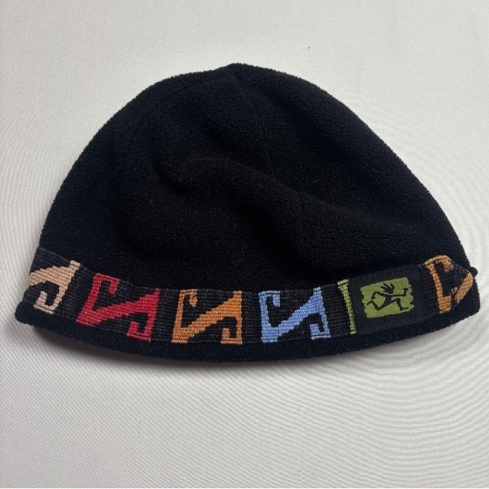 Shred Alert Vintage Fleece Beanie Black Multicolor Geometric Skull Cap